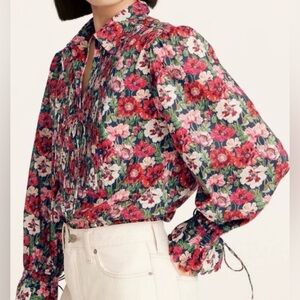 J. Crew Floral Blouse - Red, Pink, Green
